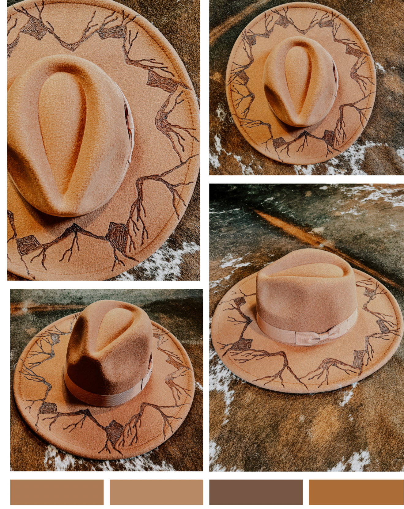 Burnt Western Hats Montana Made - Mountain Design – Westward Hats