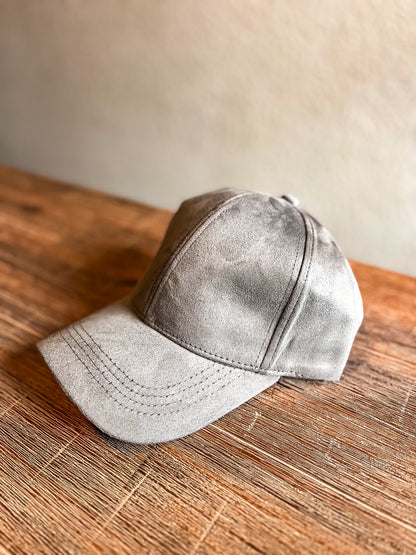 Suede Ball Cap- Mountain Design