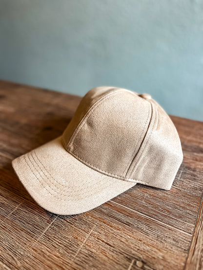 Suede Ball Cap- Mountain Design