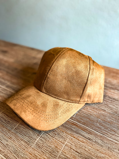 Suede Ball Cap- Mountain Design