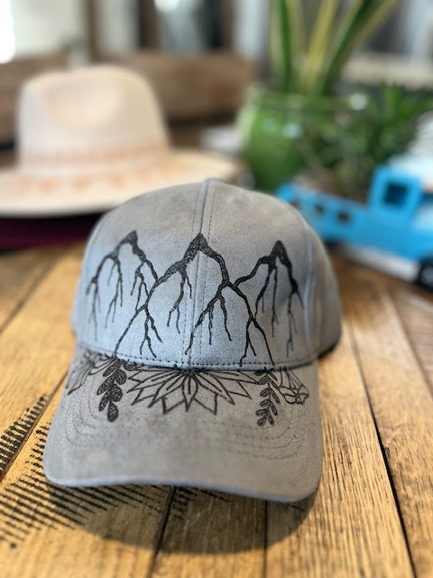 Ball Cap -Mountains and Wildflowers