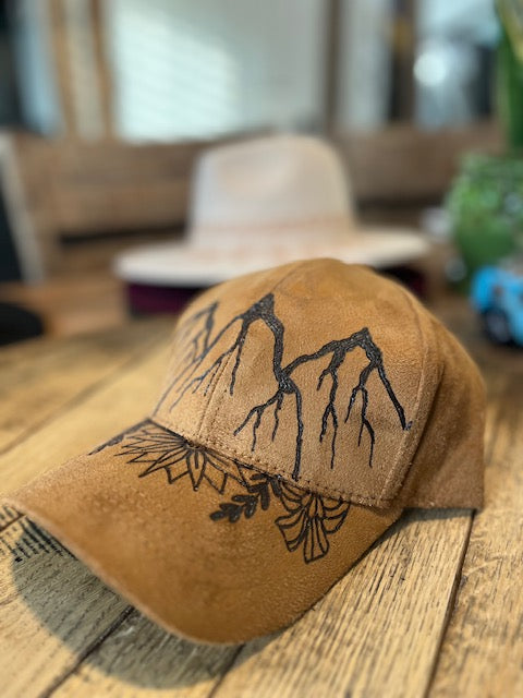 Ball Cap -Mountains and Wildflowers