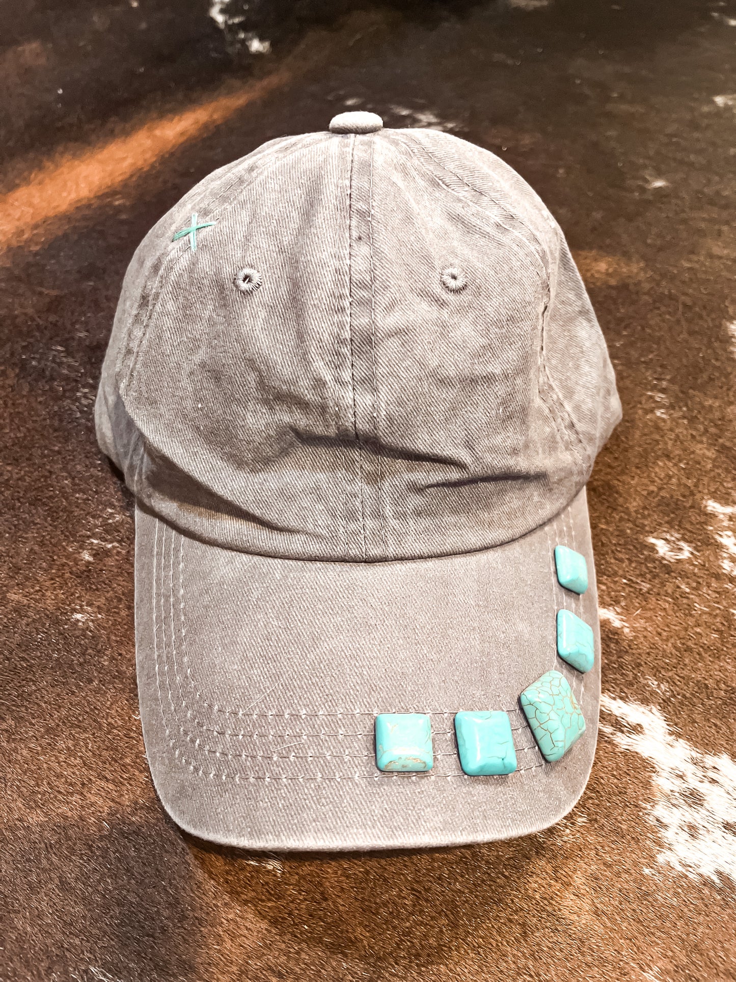 Turquoise Studded Ball Cap