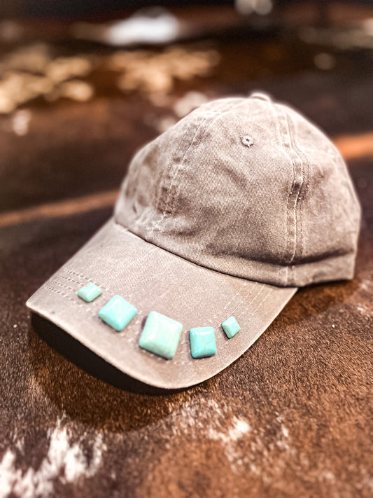 Turquoise Studded Ball Cap