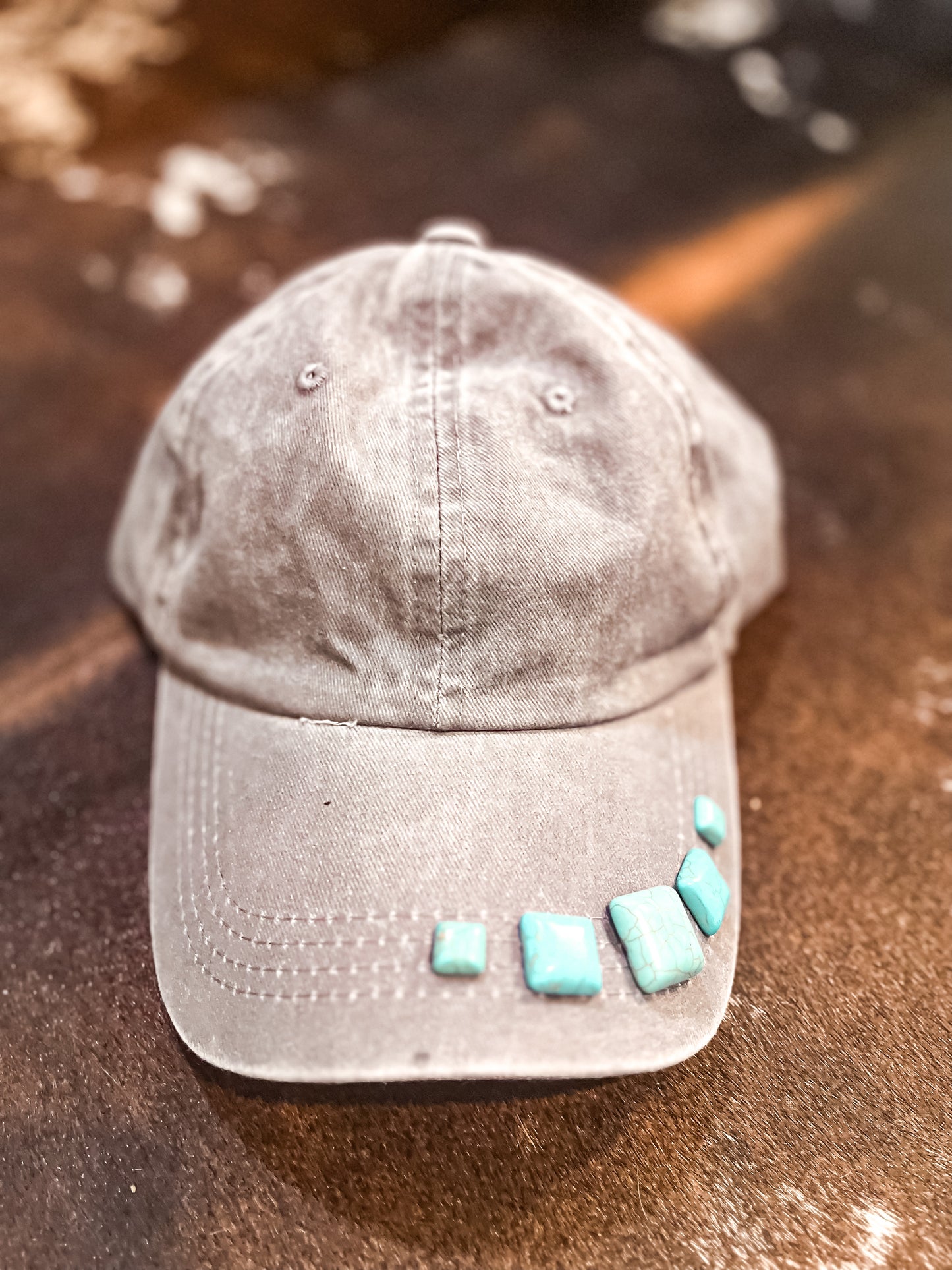 Turquoise Studded Ball Cap